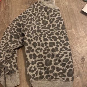 Grey leopard crew neck